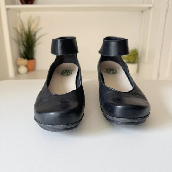 Loints of Holland Black Leather Urban Sydney Ballerina Wedge Flats Size 38/8 - Picture 6 of 10